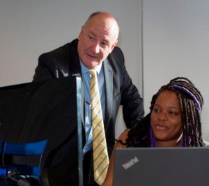 Steve Clarke with Enitan Aromolaran from CJCH’s anti-piracy team. 